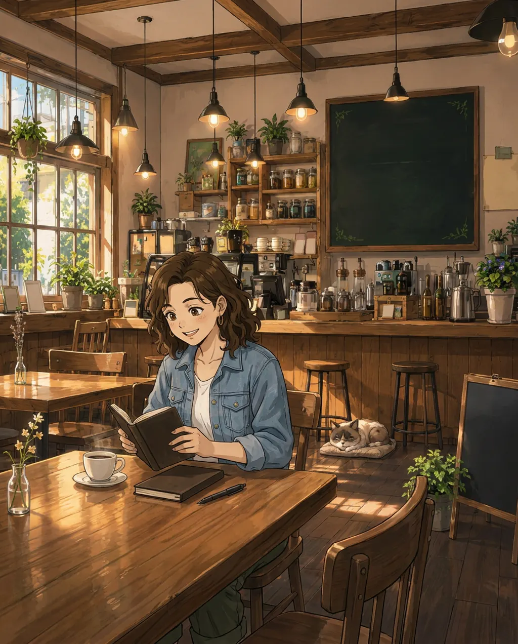 Illustration of Komorebi House café: Maya Torres. The menu is approved and Module 4 closes.
