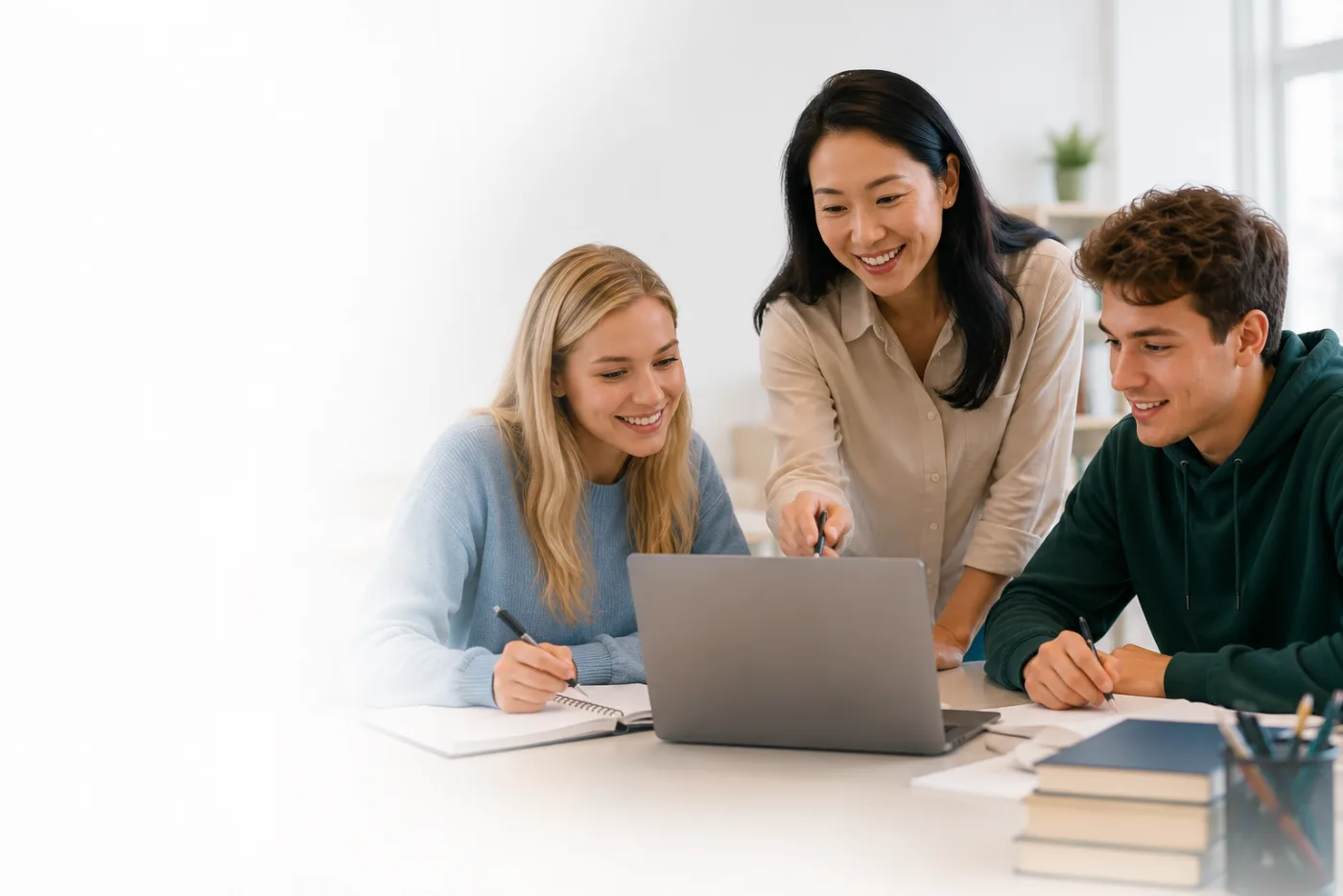 Teacher and students learning together